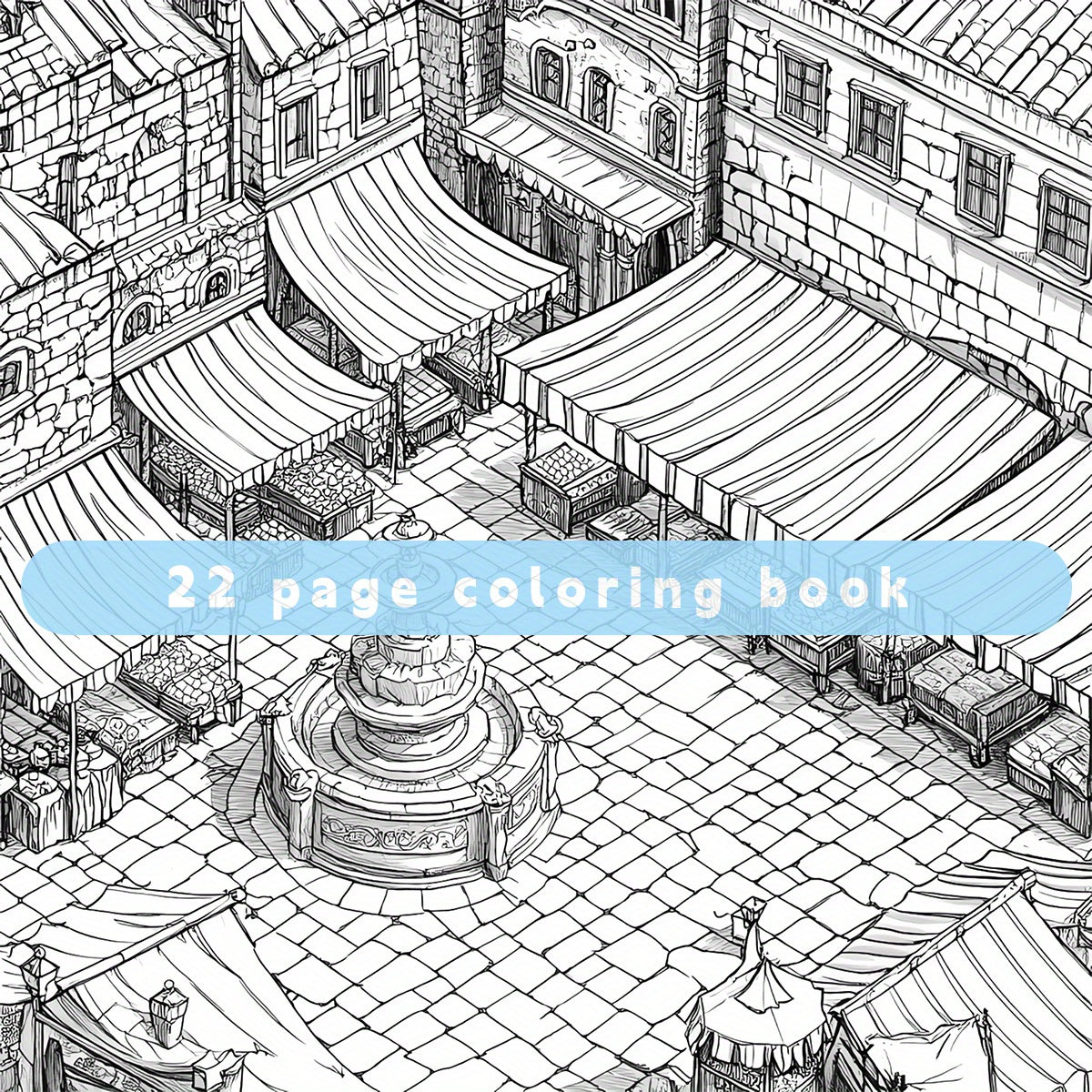 Medieval Towns Coloring Book for Adults: 22 Pages of Deluxe Edition Drawings