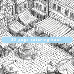 Medieval Towns Coloring Book for Adults: 22 Pages of Deluxe Edition Drawings
