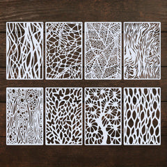 8pcs Art Texture Painting Stencils Reusable Plastic Stencils Laser Cut Template