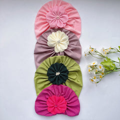 Soft Elastic Flower Baby Hat For Girl