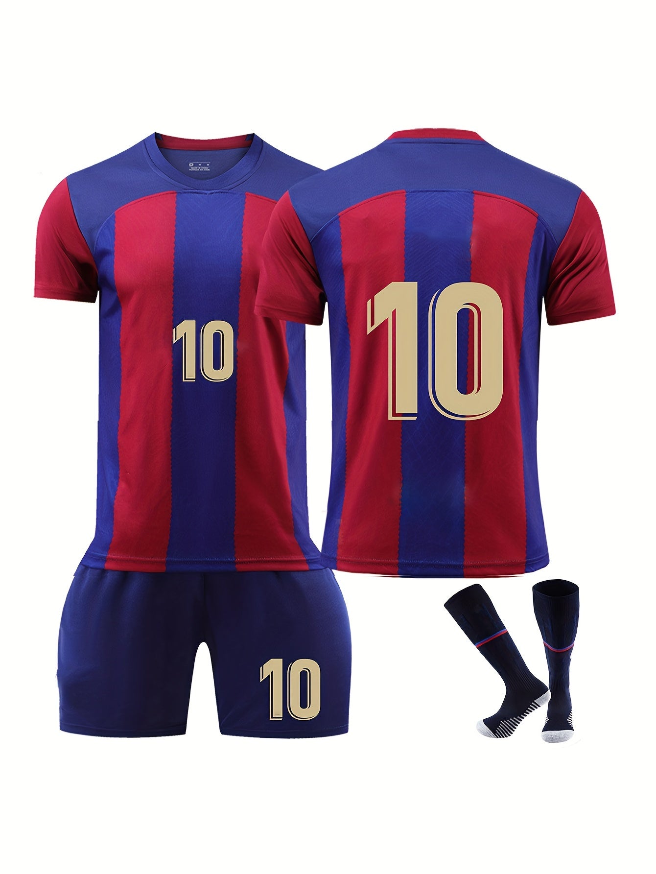 3Pcs Kids Football Kit 10 Print Jersey- Shorts- Socks Set