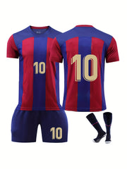 3Pcs Kids Football Kit 10 Print Jersey- Shorts- Socks Set