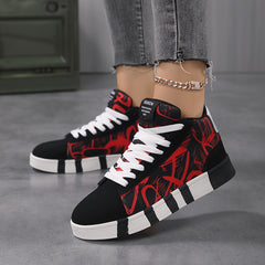Graffiti Pattern High Top Flat Heighten Skate Shoes