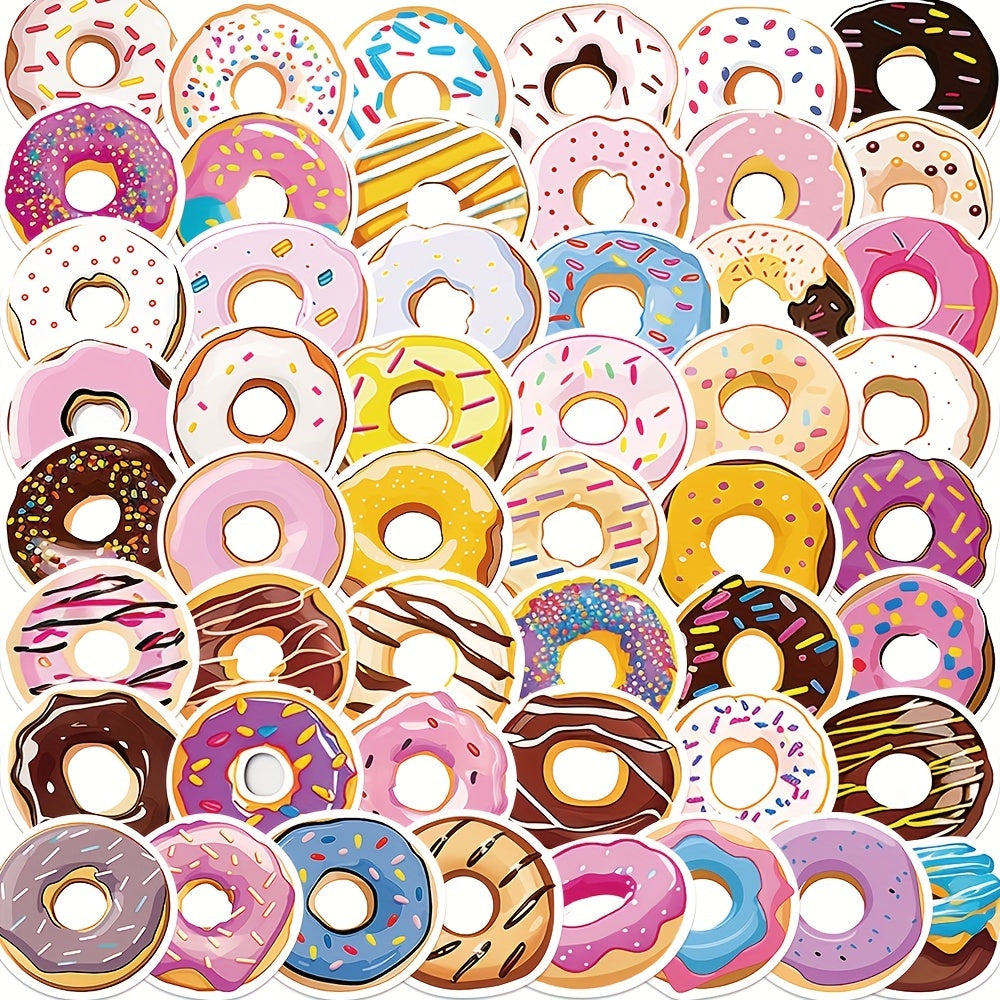 50pcs Cartoon Donut Graffiti Stickers for Water Bottles, Computers