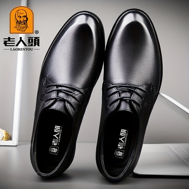 LAORENTOU Men's Leather Loafer Shoes Lightweight Lace Up Dress Shoes