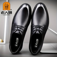 LAORENTOU Men's Leather Loafer Shoes Lightweight Lace Up Dress Shoes