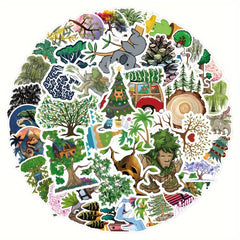 50pcs Cartoon Trees Graffiti Stickers DIY Waterproof Decorative Stickers