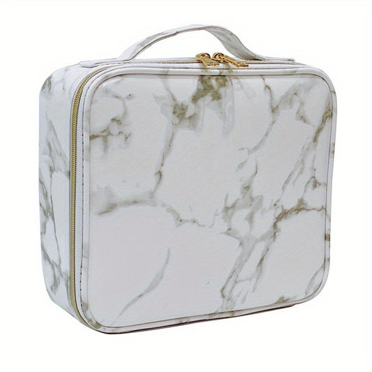Marble Pattern Travel Makeup Case Organizer Adjustable Dividers