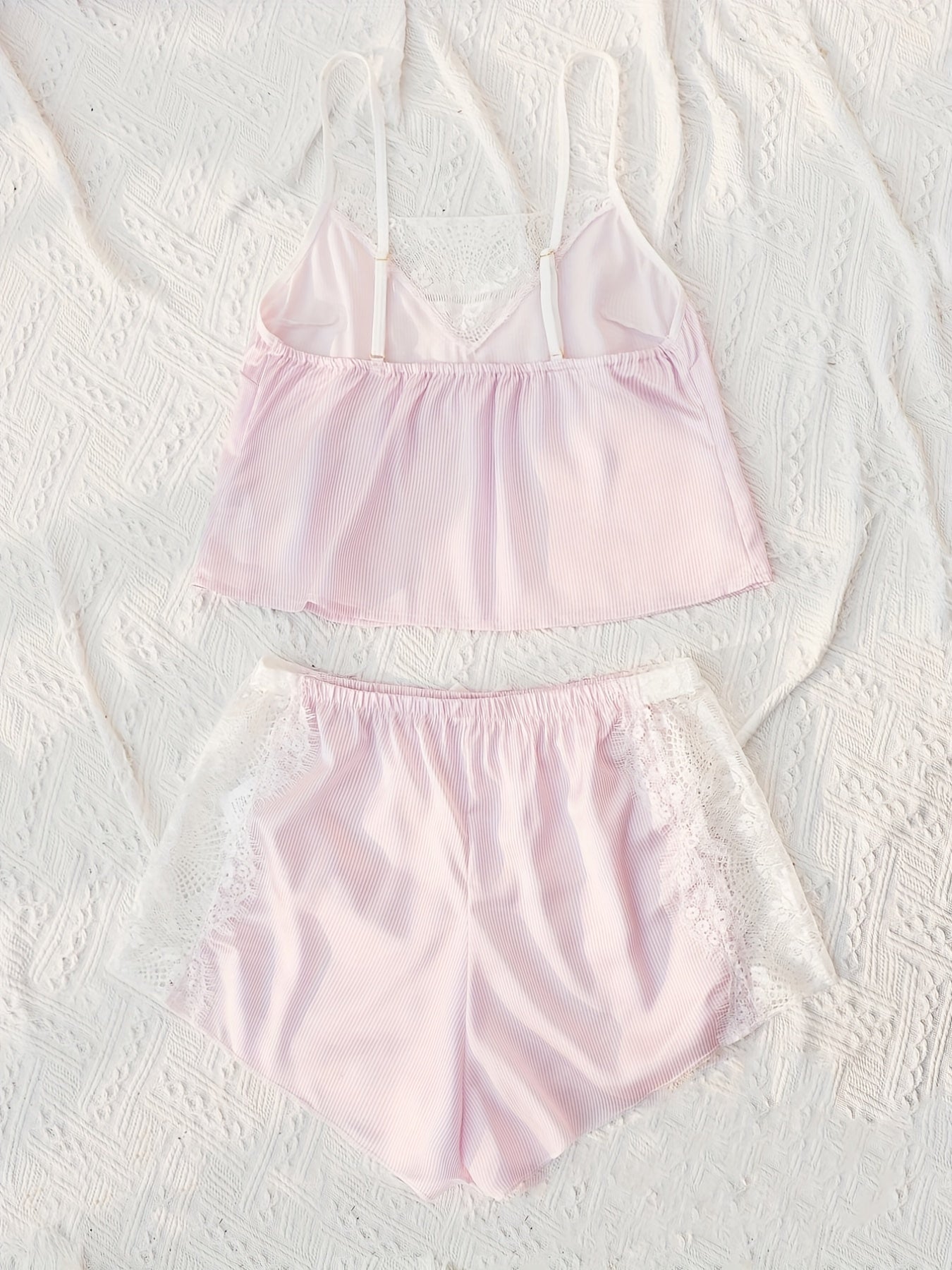 Lace Pajama Set V Neck Cami & Shorts Women's Sleepwear