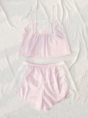 Lace Pajama Set V Neck Cami & Shorts Women's Sleepwear