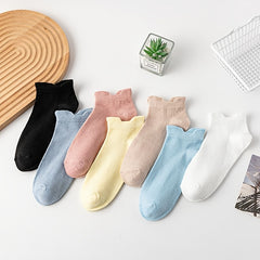 7 Pairs Solid Ankle Socks Casual & Comfy All match Low Cut Socks Women's
