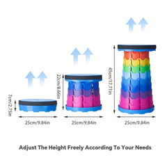 Rainbow Telescopic Stool Adjustable Height 400lbs Camping Fishing Hiking BBQs