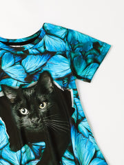 3D Print Cat Graphic Short Dress Summer Clothes Gift Sports