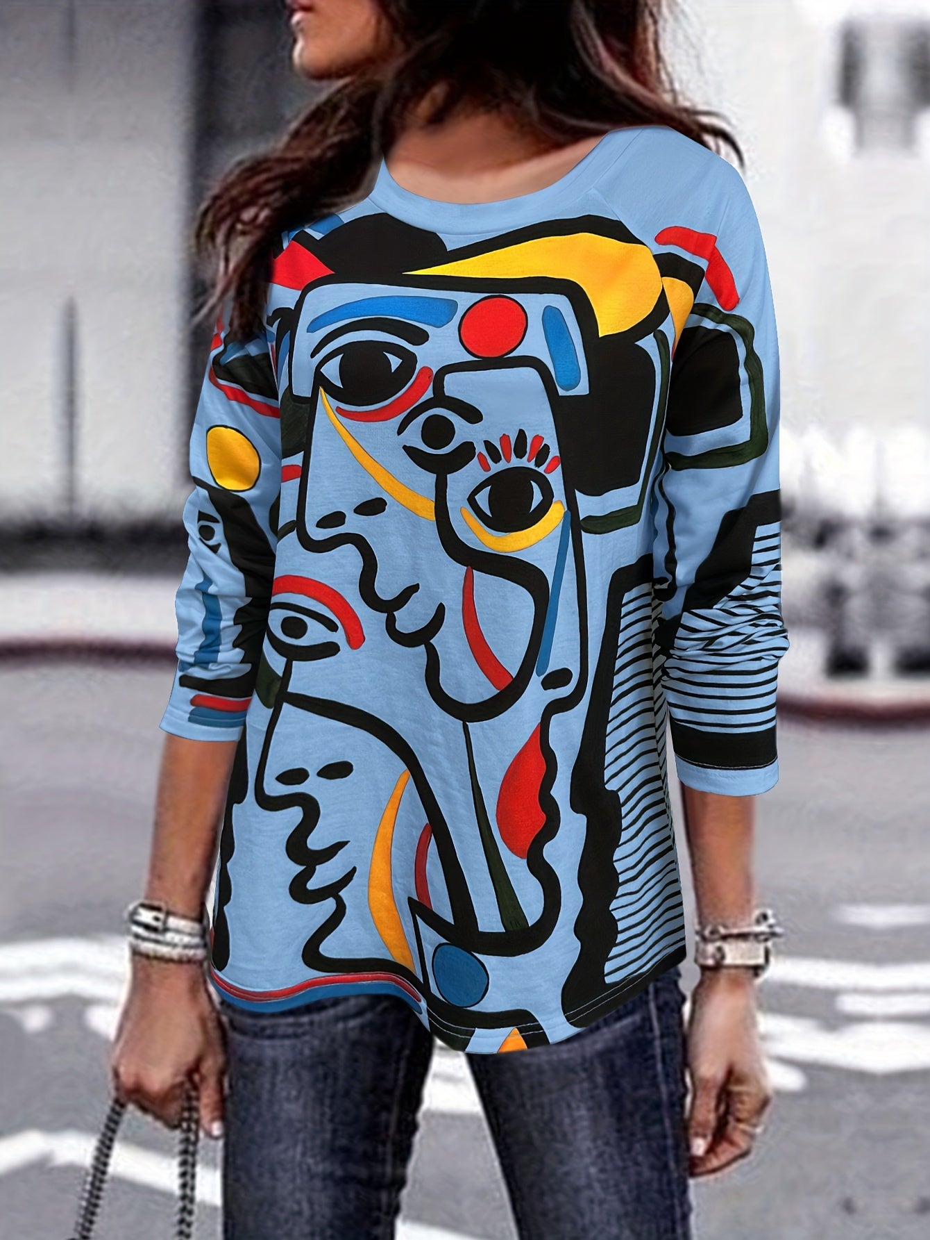 Abstract Graffiti Print Pullover Sweatshirt