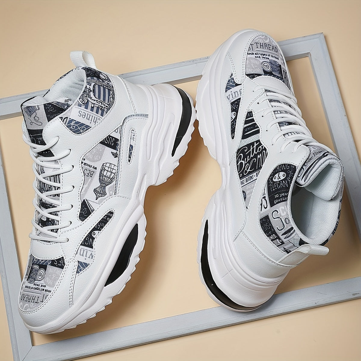 Men's Chunky Shoes Comfy Non Slip Lace Up Casual Sneakers For Outdoor Activities