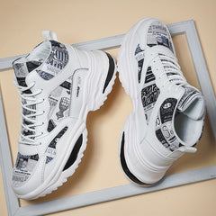 Men's Chunky Shoes Comfy Non Slip Lace Up Casual Sneakers For Outdoor Activities