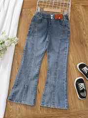 Girls' Casual Bell Bottom Pants Slim Fit Jeans For Kids