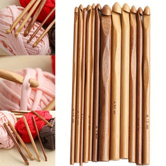 12pcs Wood Crochet Hooks Set Bamboo Accessories For Crochet