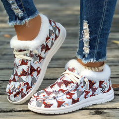 Women's Christmas Dwarfs Print Snow Boots Plus Plush Comfort Shoes