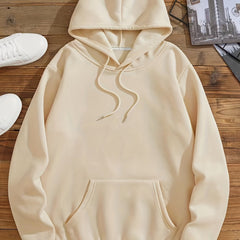 Kangaroo Pocket Hoodie Long Sleeve Drawstring Hoodies Women's Clothing