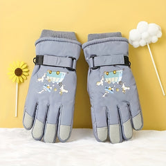 Kids Cartoon Ski Gloves Waterproof & Windproof Warm Gloves Age 8-11