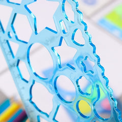 7pcs Geometric Drawing Stencils Set for Studying Plastic Rulers