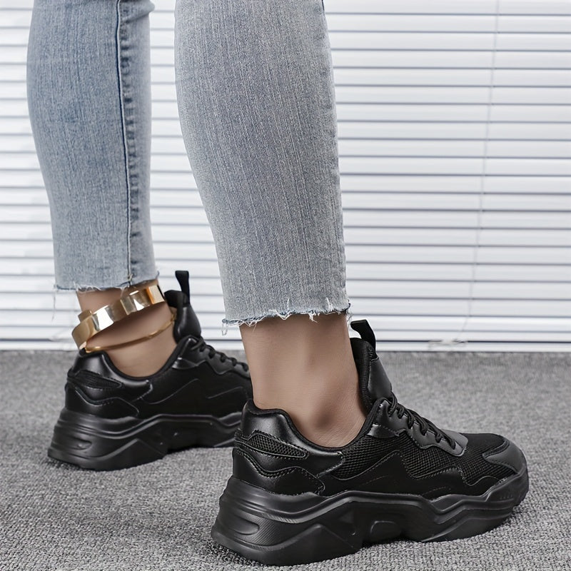 Women's Mesh Chunky Sneakers Breathable Non-slip Lace-up Running Shoes