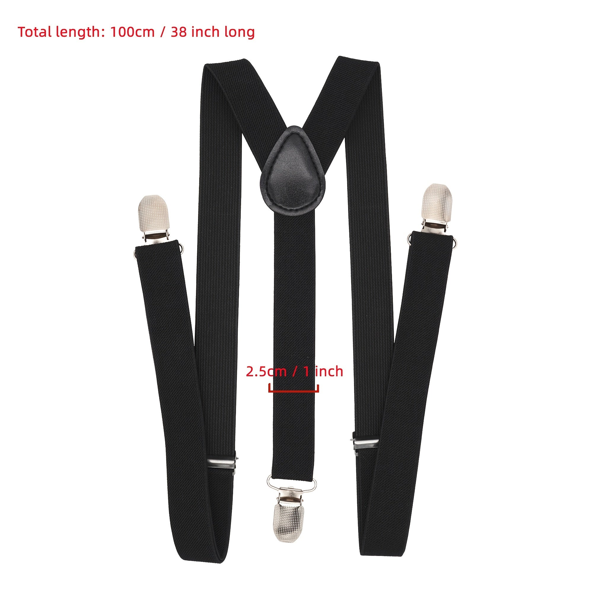 Adjustable Y Back Clip-on Suspenders 1 Inch Elastic