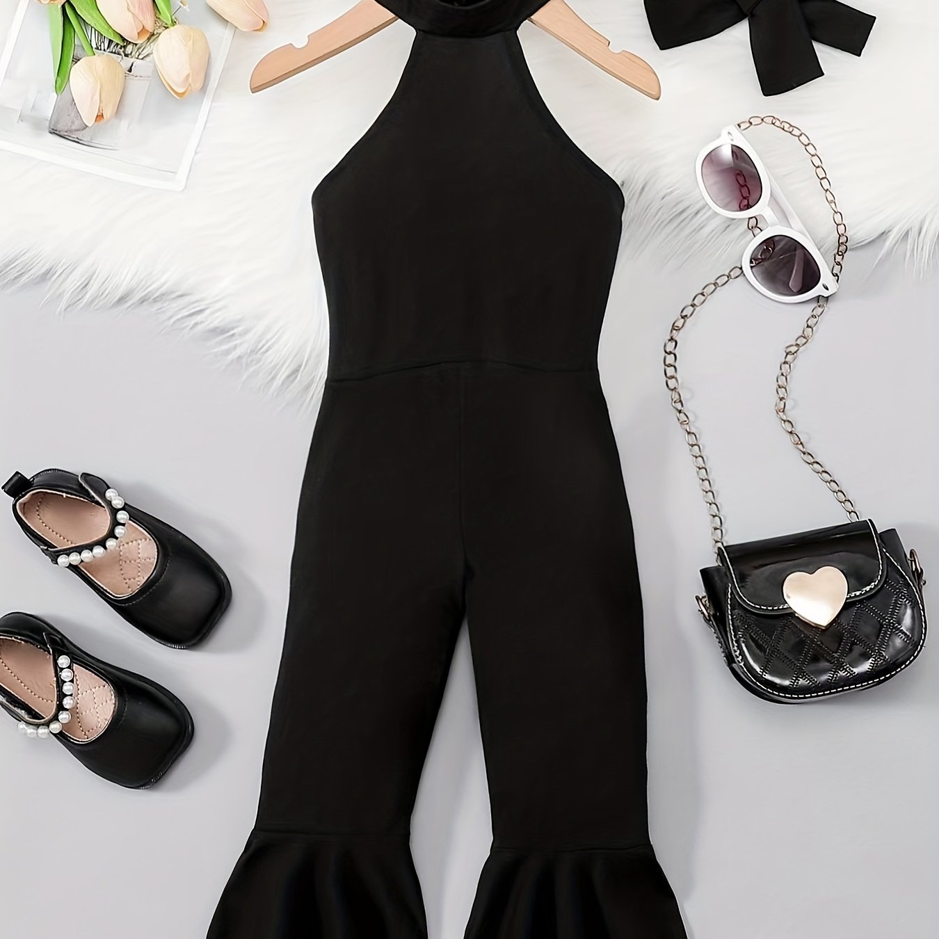 Toddler Baby Girls Jumpsuit Flared Leg Halter Romper