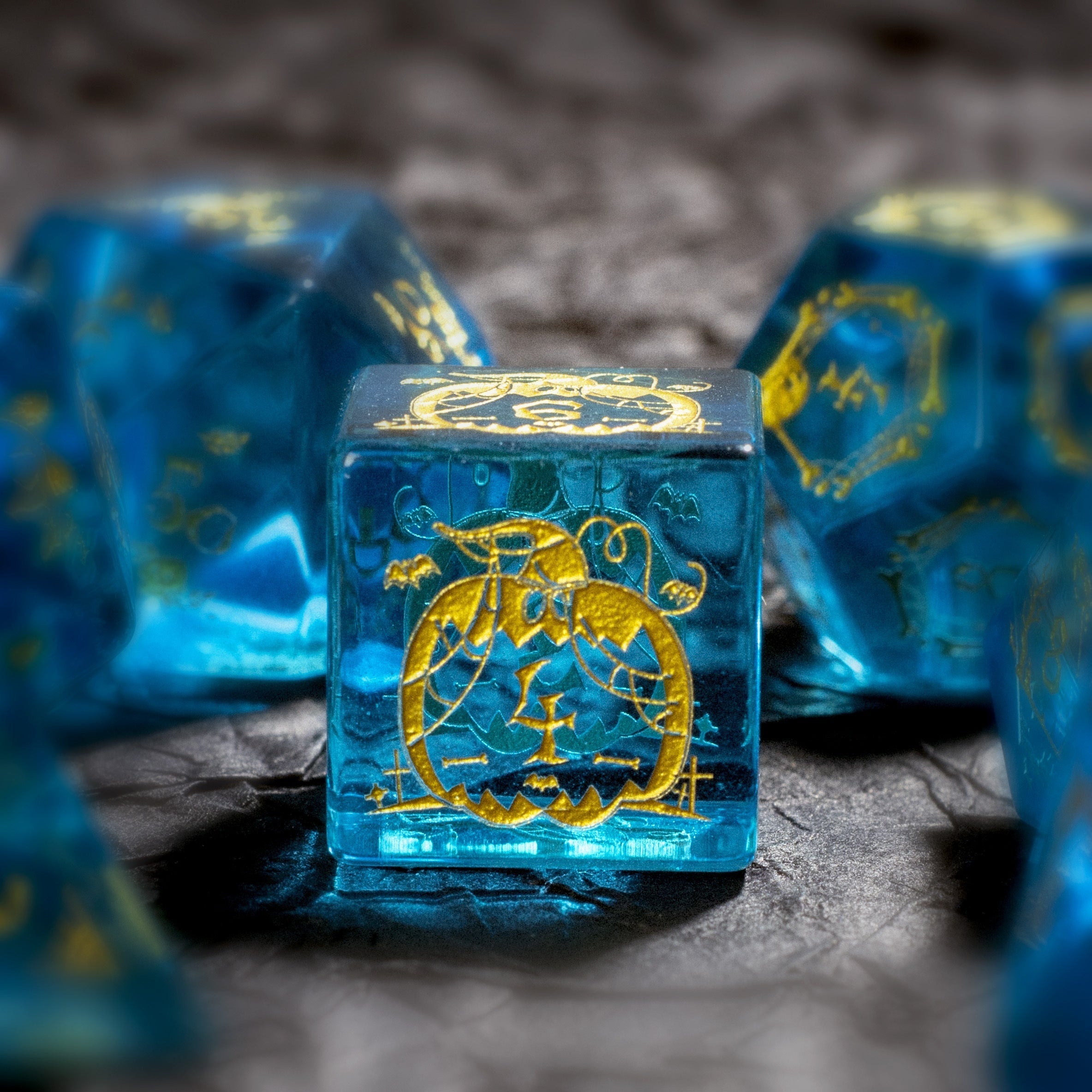Aquamarine Glass Gemstone Dice Treasure Deep Sea Elves