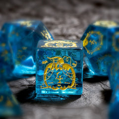 Aquamarine Glass Gemstone Dice Treasure Deep Sea Elves