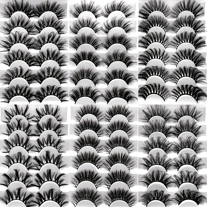 6 Pairs Natural Curling Mixed Style False Eyelashes 19 21mm Faux Mink Lashes