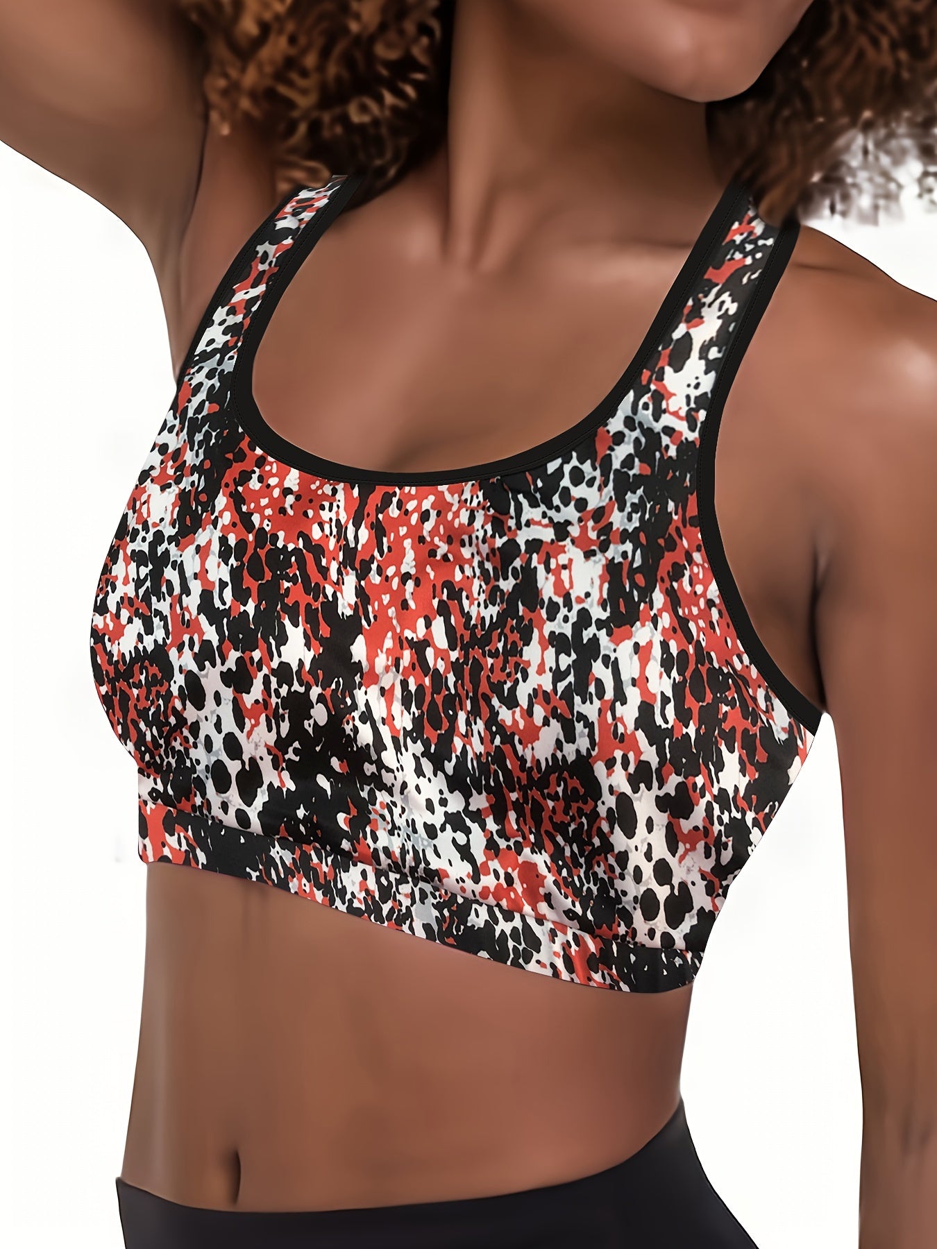 Sports Bra Women's Plus Splash Print Racer Back Breathable
