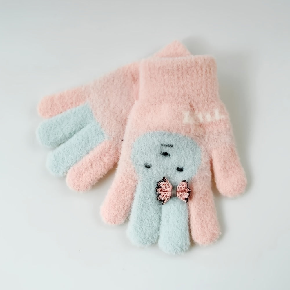 Kids Winter Gloves Cute Rabbit Design Warm Gloves for 3-6 Years