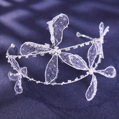 Double Layer Headband With Lace Butterfly Bridal Wedding Hair Accessories
