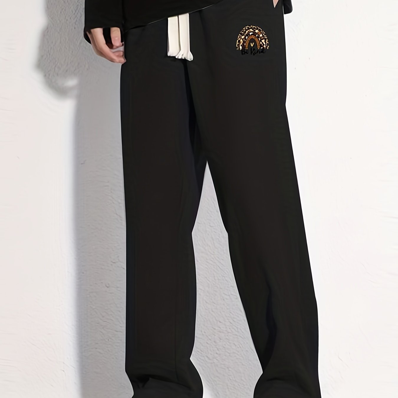 Be Kind Letter Print Casual Loose Fit Drawstring Pants
