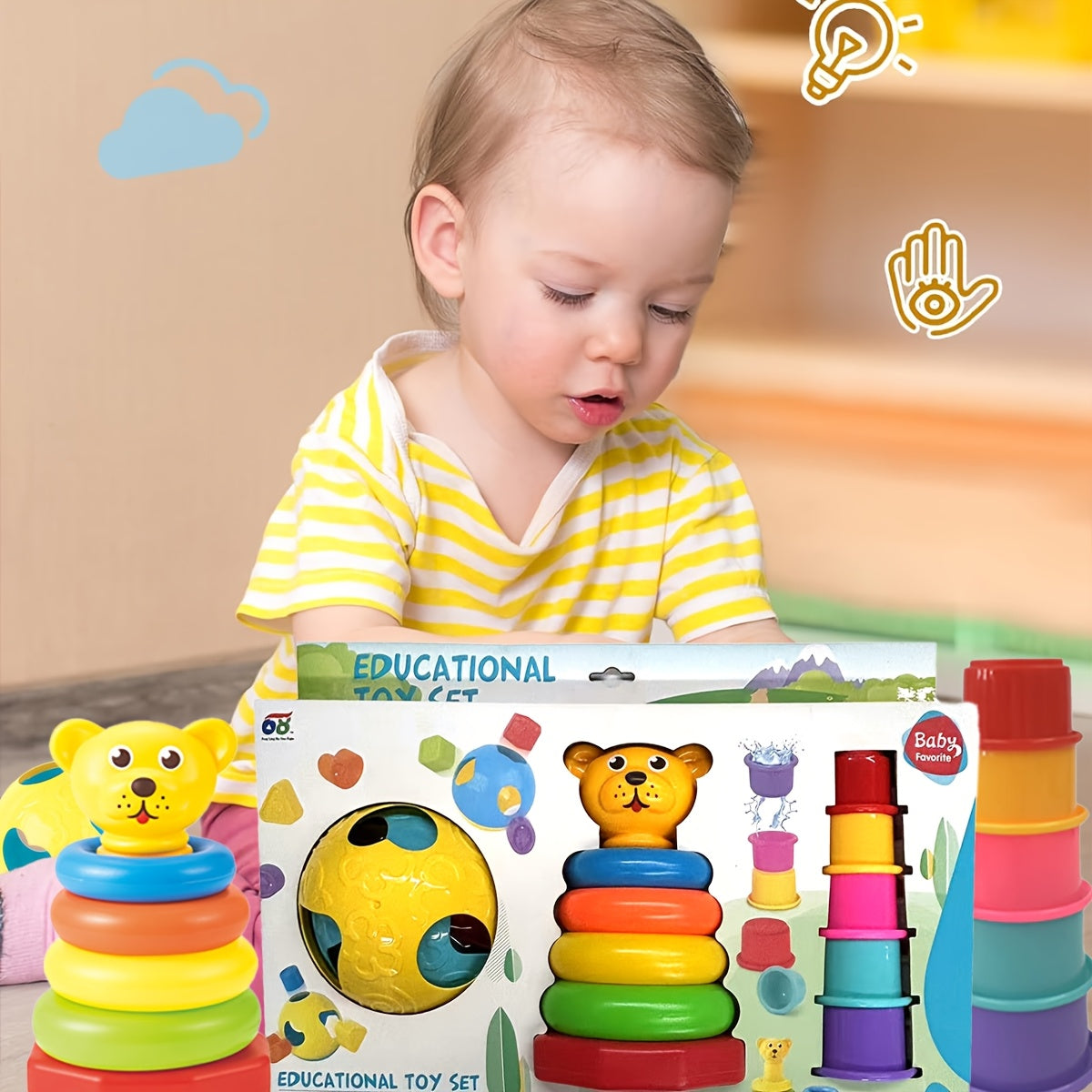Stacking & Nesting Cups Toy Set Sensory Play Early Learning Plastic Novelty Toy