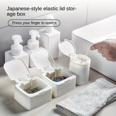 3pcs Desktop Press Storage Box with Lid for Makeup Cotton Swabs