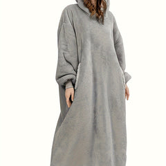 Women's Plus Size Sherpa Fleece Hooded Flannel Robe with Pockets