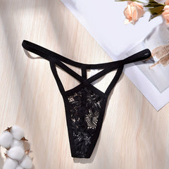 Floral Lace Thongs Criss Cross Intimates Panties Women's Lingerie