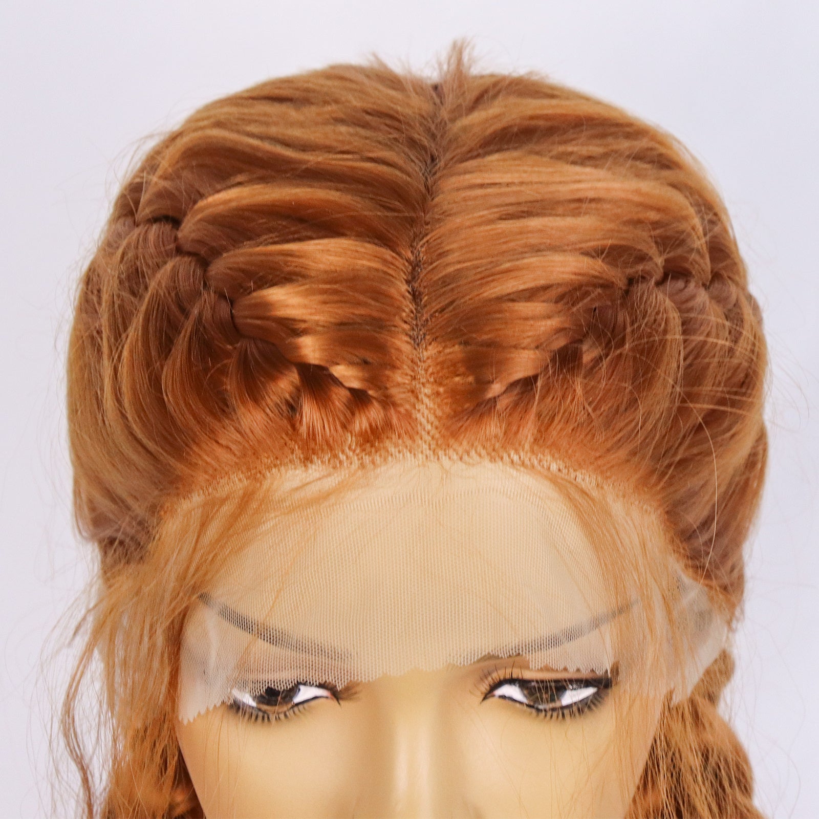 Copper Red Braided Lace Front Wig + Wig Cap