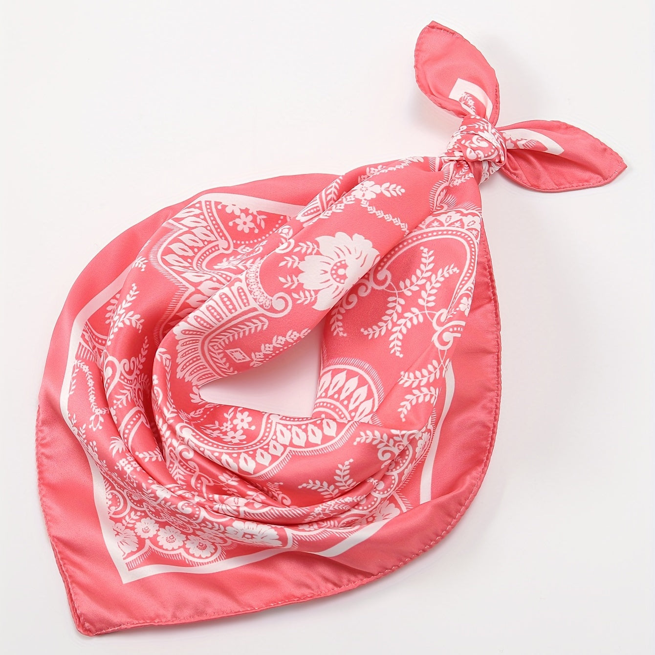 Red Printed Striped Bandana Boho Floral Square Scarf Women Casual Head Wrap