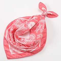 Red Printed Striped Bandana Boho Floral Square Scarf Women Casual Head Wrap