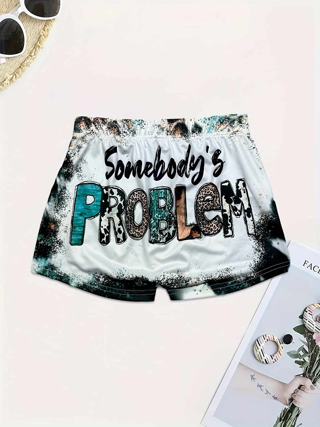 Sexy Letter Print Skinny Shorts for Women