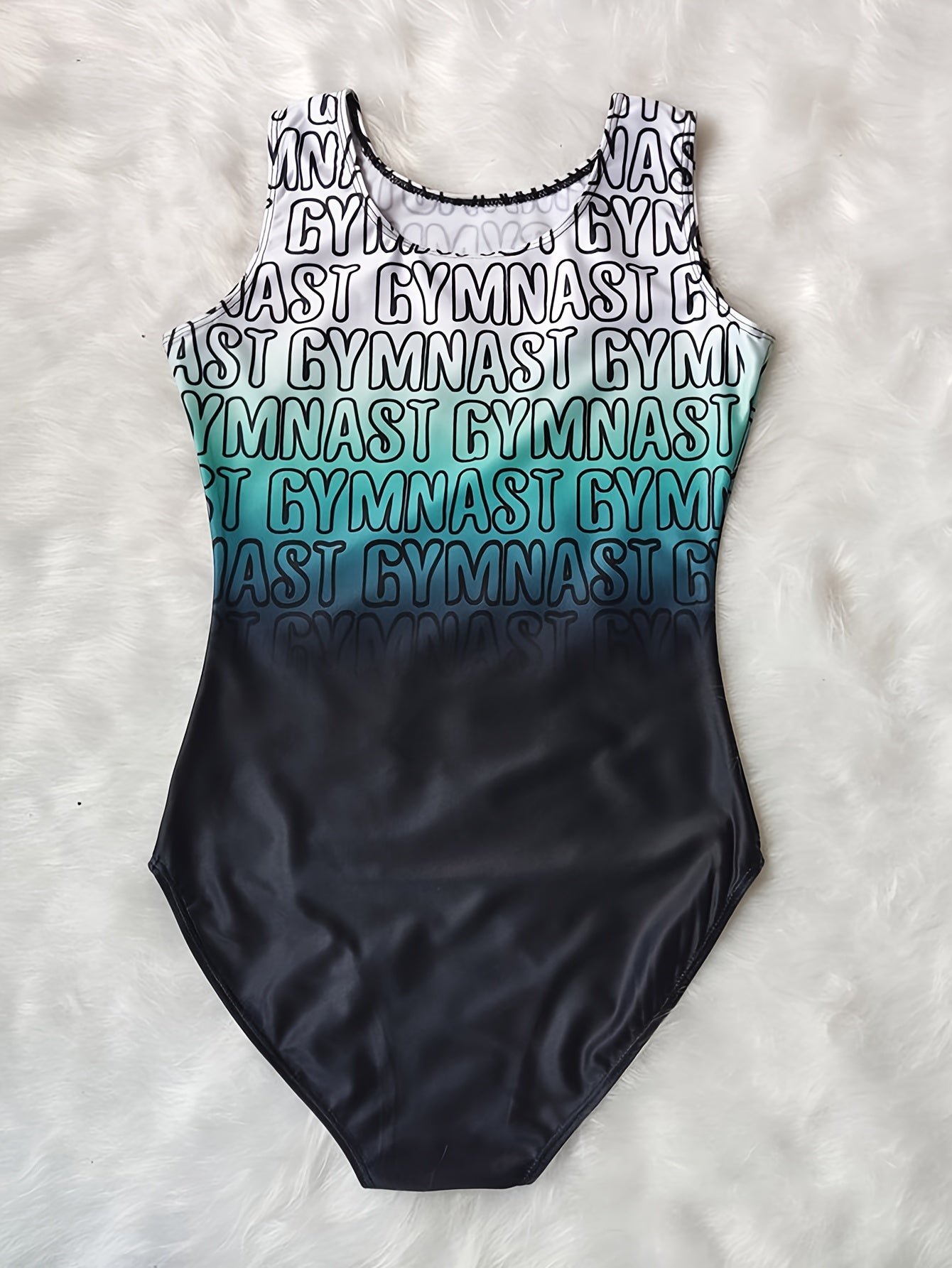 Letter Print Gradient 1pc Dancing Suit for Girls Ballet Gymnastics