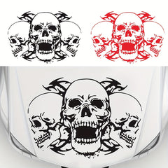 Three Skull Head Hood Car Stickers Door Body Halloween Vinyl Decals