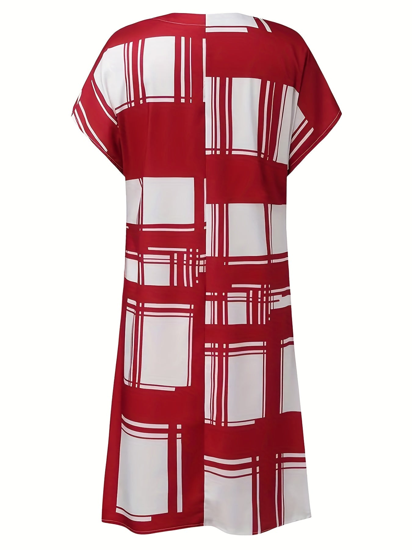 Printed Short Sleeve V-Neck Maxi Dress