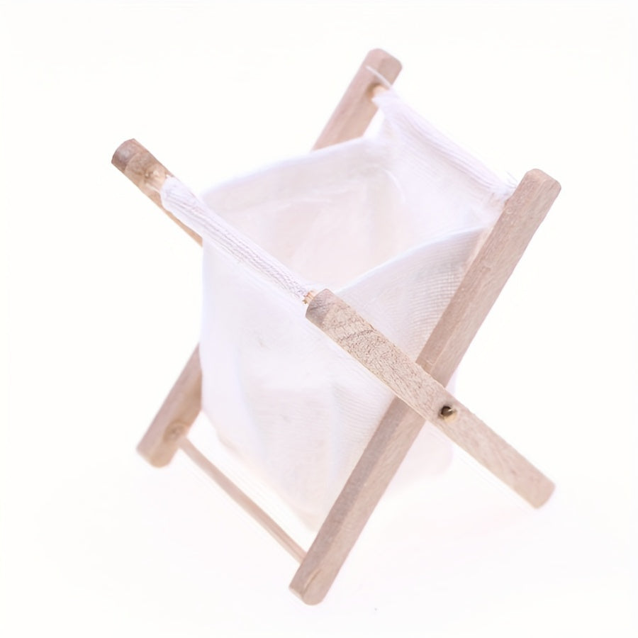 Wooden & Fabric Folding Laundry Basket - Model A
