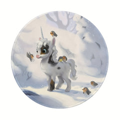 Horned Horse Pattern Round 20x20cm Mousepad