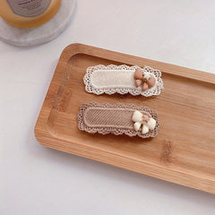 Baby Girls Sweet Flowers Bowknot Hair Clips Headwear Set